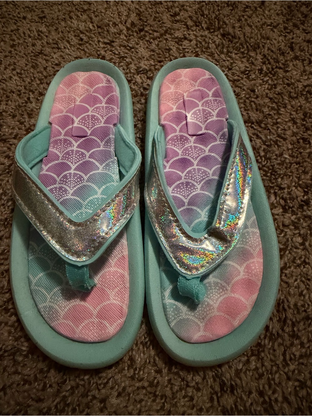 Kids' Sparkle Mermaid Flip Flop Sandals - Pink, Purple & Aqua